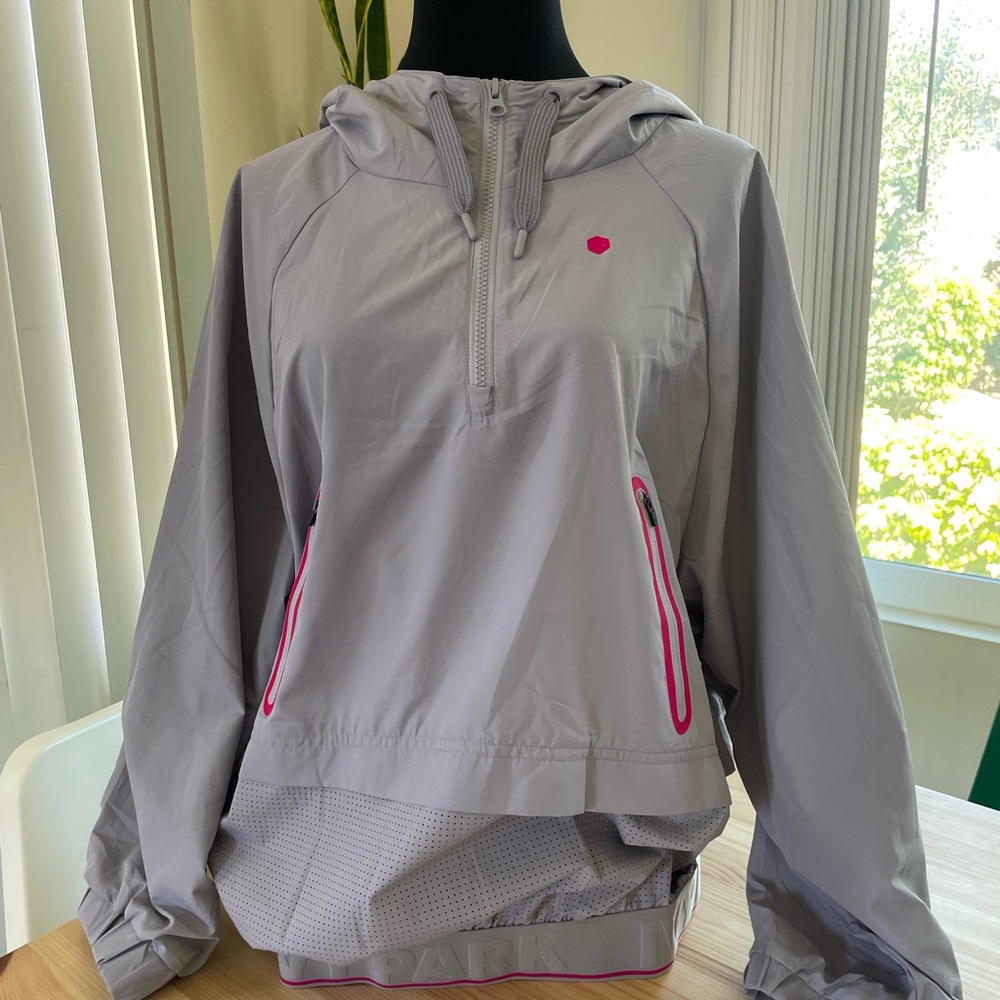 Ivy Park grey windbreaker (hot pink accents)
